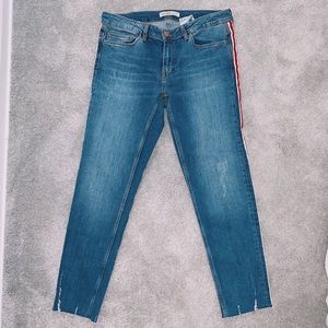 Zara Red Stripe Denim Jeans